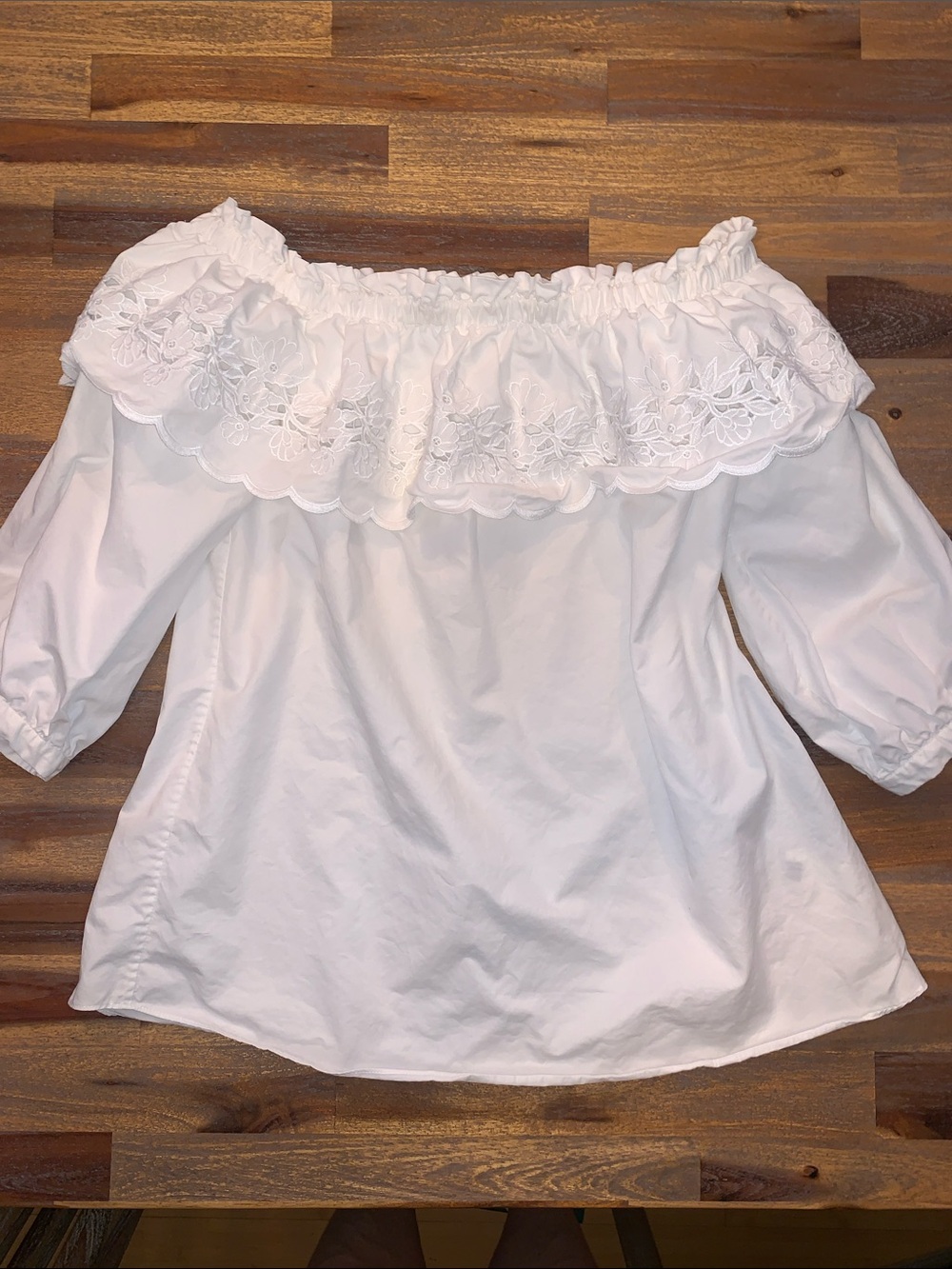 kate spade White Off-Shoulder Eyelet Blouse
